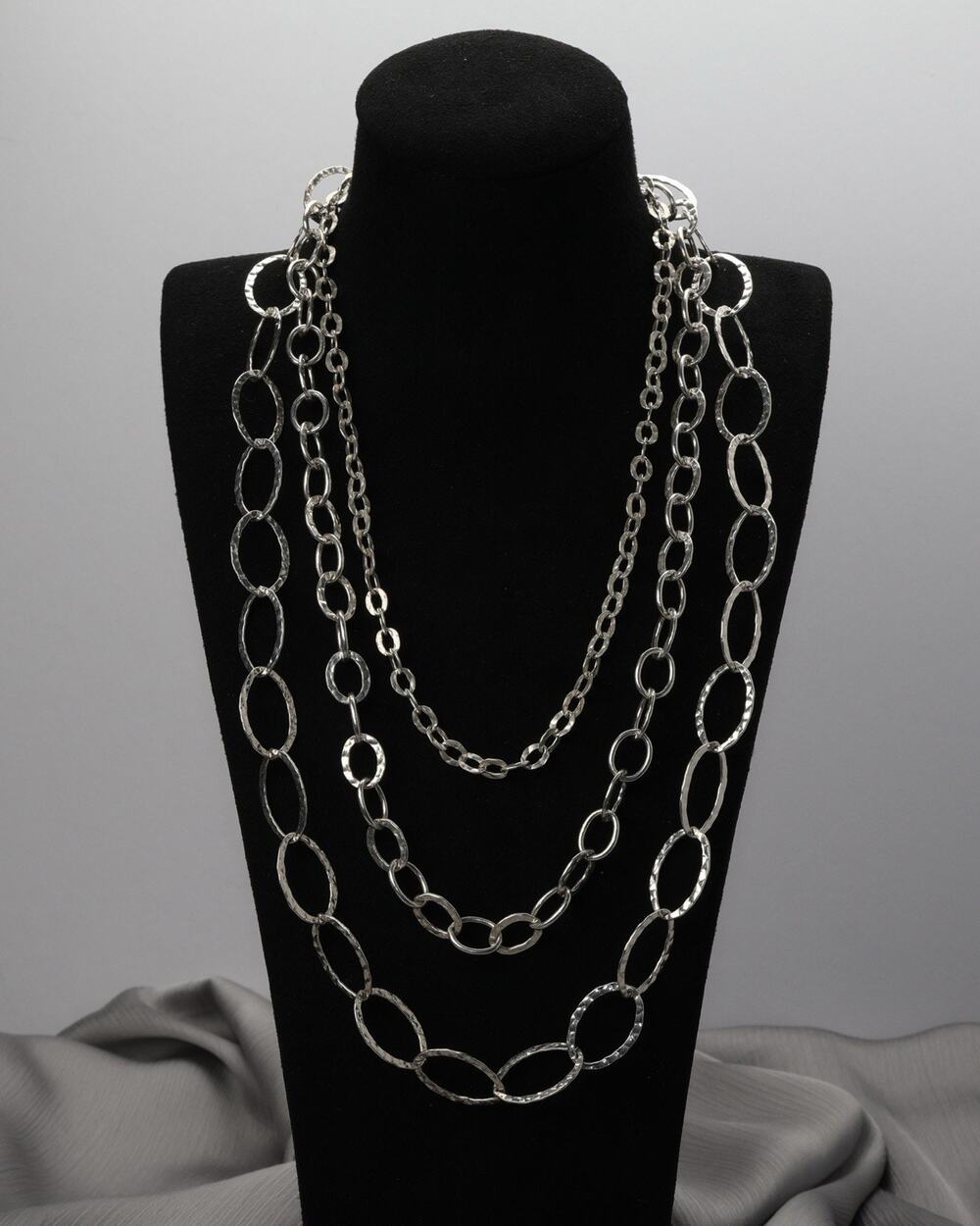 Barse Sterling Silver Multi-strand Layered Link Necklace 53G / 18in